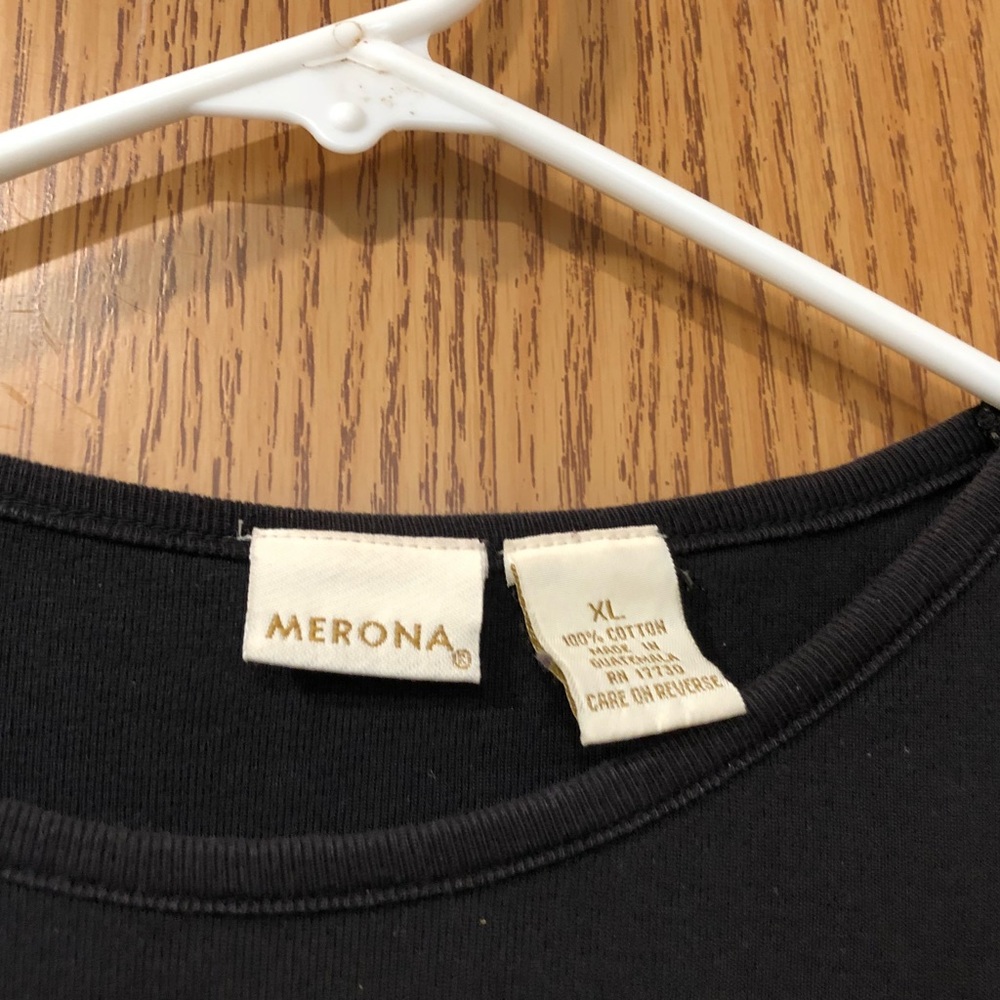 🔴 5/$25 Merona Black T-shirt Short Sleeve Top XL - Picture 2 of 3